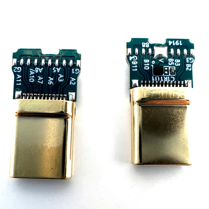 TYPE-C公头24Pin3.1对绞240W19焊点 IC332B10nF加锡TYPEC快充接口